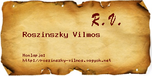 Roszinszky Vilmos névjegykártya